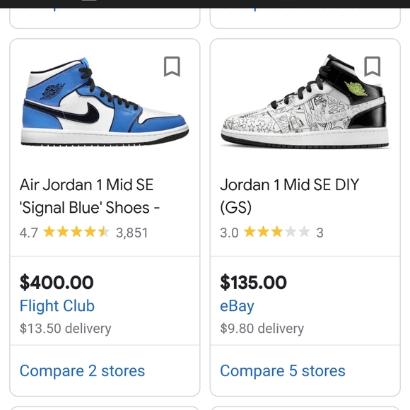 NIKE 2021 Air Jordan 1 Mid SE GS Signal Blue/ White/ Black- 5.5 youth - Picture 11 of 16